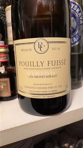 Burgundy Pouilly-Fuissé Domaine Cordier Père et Fils Les Ménétrières 2019