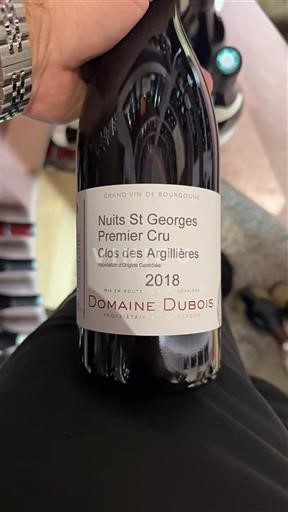 Bourgogne Nuits-Saint-Georges Premier Cru Domaine Bois Clos des Argillières 2018