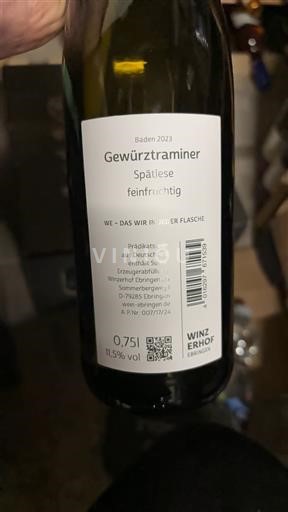 Baden Winzerhof Erbringen Spätlese feinfruchtig 2023
