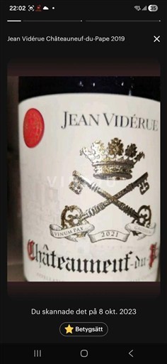 Rhône-dalen Châteauneuf-du-Pape Jean Vidérue 2019