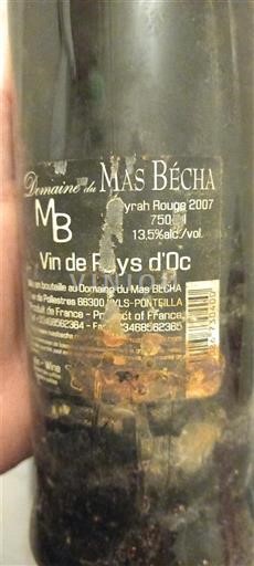 Langvedok Ni doloceno Domaine Mas Bécha Syrah Rouge 2007