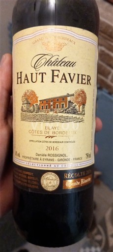 Burdeos Blaye-Côtes de Burdeos Château Haut Favier 2016