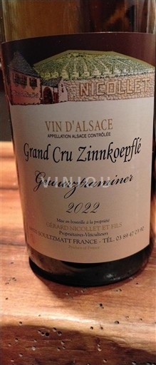Alsasko Gewürztraminer Grand Cru Gérard Nicollet et Fils Grand Cru Zinnkoepflé Gewurztraminer 2022