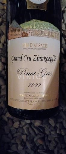 Elzas Pinot grigio Grand Cru Gérard Niclolet et Fils Grand Cru Zinnkoepflé 2022
