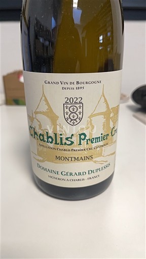 Borgoña Chablis Premier Cru Domaine Gérard Duplessis Montmains 2022