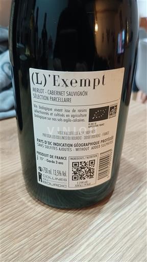 Languedoc a Roussillon Pays d'Oc Collines du Bourdic (L)'Exempt 2024