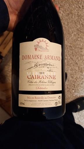 Wines Rouge sec Solétude Domaine Armand 2009 France Rhône Valley Cairanne AOC