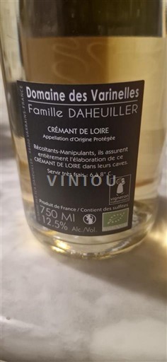 Dolina Loare Crémant de Loire Domaine S Varinelles Neleten.