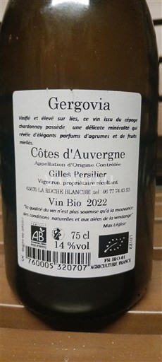 Vale do Loire Côtes-d'Auvergne Gilles Persilier Gergovia 2022