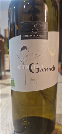 Vini Blanc sec Gamade Coteaux de la Vézère 2022 Francia Sud-Ovest Corrèze IGP