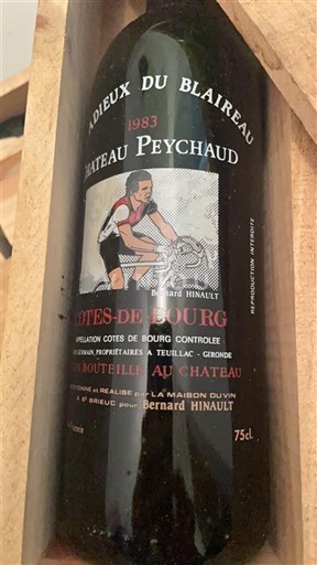 Burdeos Côtes-de-bourg Château Peychaud Adieux du Blaireau 1983