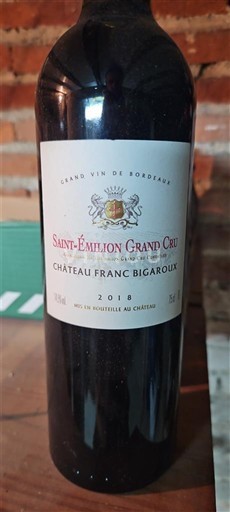 Bordeaux Saint-Émilion Grand Cru Château Franc Bigaroux 2018