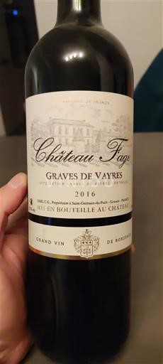 Bordeaux Graves-de-vayres Château Fage 2016