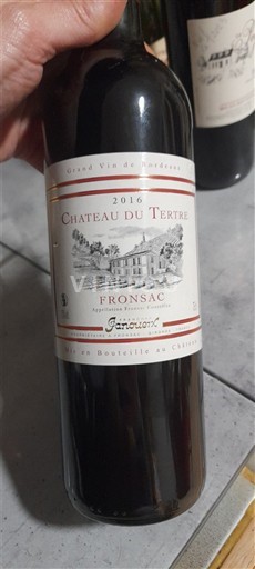 Vine Rouge sec Janicot Château Tertre 2016 Frankrig Bordeaux Fronsac AOC