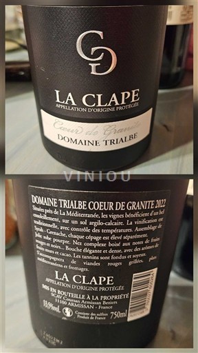 Languedoc La Clape Domaine Trialbé Cœur de Granite 2022