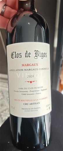 Bordeaux Margaux Clos de Bigos 2020