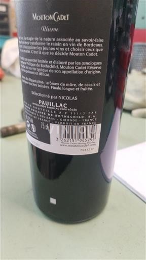 Bordeaux Pauillac Mouton Cadet Réserve Ikke årgangsbestemt