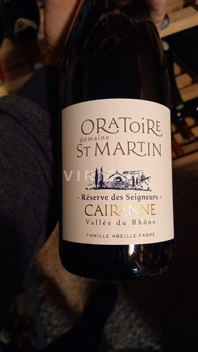Rhône Valley Cairanne Domaine L'Oratoire Saint-Martin Réserve des Seigneurs 2022