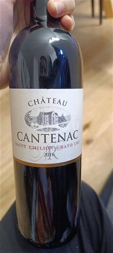 Bordeaux Saint-Émilion Grand Cru Grand Cru Château Cantenac 2016