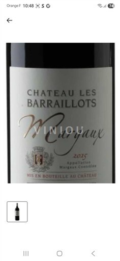 Vina Rouge sec Château Les Barraillots 2025 Francija Bordeaux Margaux AOC