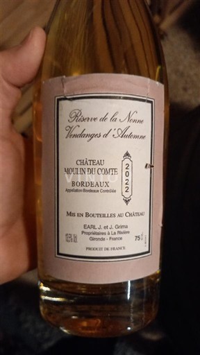 Bordeaux Château Moulin du Comte Réserve de la Nonne Vendanges d'Automne 2022