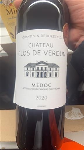Weine Rouge sec Château Clos de Verdun 2020 Frankreich Bordeaux Médoc AOC
