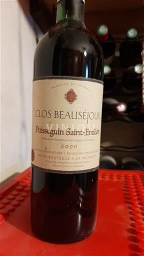 Bordeaux Puisseguin-Saint-Émilion Clos Beauséjour 2000