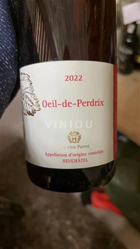 Neuchâtel Neuchâtel AOC Les Vins Porret Oeil-de-Perdrix 2022