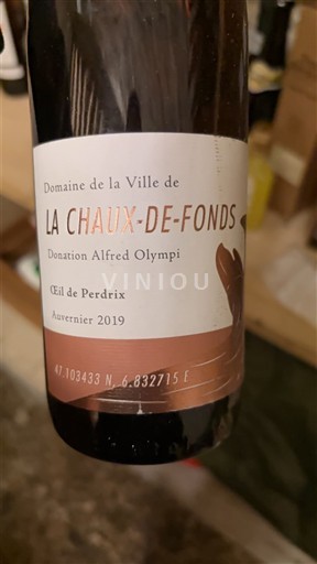 Neuchâtel Neuchâtel AOC Domaine La Ville de La Chaux-de-Fonds Œil de Perdrix 2019