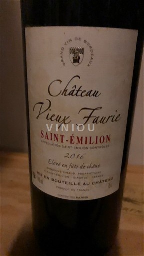 Bordeaux Saint-Émilion Château Vieux Faurie 2016
