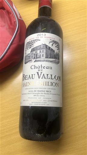 Bordeaux Saint-Émilion Château Beau Vallon 2013