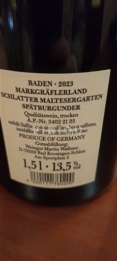Baden Unspecified Weingut Martin Waßmer Schlatter Maltesergarten 2023