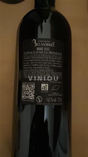 Provansa Coteaux d'Aix-en-Provence Domaine Belambrée 2022