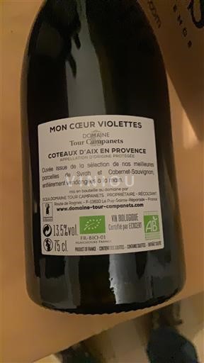Provansa Coteaux d'Aix-en-Provence Domaine Tour Campanets Mon Cœur Violettes 2021
