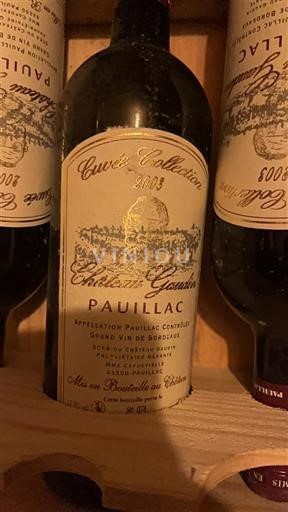 Burdeos Pauillac Château Gaudin Collection 2003