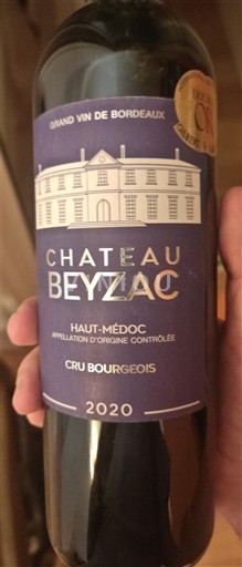 Bordeaux Haut-Médoc Cru Bourgeois Château Beyzac 2020