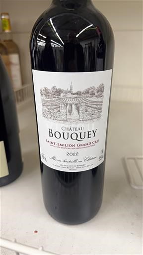 Vin Rouge sec Château Bouquey 2022 France Bordeaux Saint-Émilion Grand Cru AOC Grand Cru