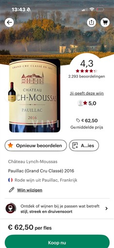 Bordeaux Pauillac Grand Cru Château Lynch-Moussas 2016