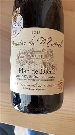 Údolí Rhôny Côtes-du-Rhône-villages Domaine du Mistral Plan de Dieu 2023