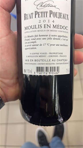 Burdeos Moulis-en-Médoc Château Ruat Petit Poujeaux 2014