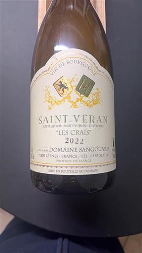 Borgoña Saint-Véran Domaine Sangouard Les Crais 2022
