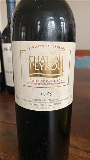 Rượu vang Rouge sec Château Peyrou 1995 Pháp Bordeaux Không được chỉ định AOC