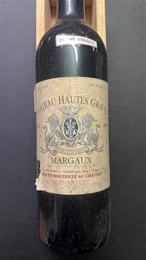 Vina Rouge sec Château Hautes Graves 2001 Francija Bordeaux Margaux AOC
