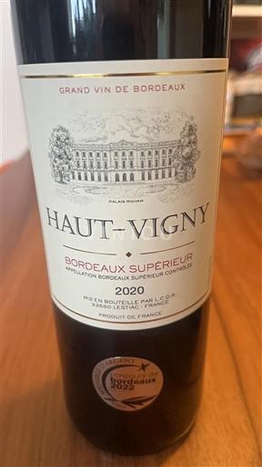 Bordeaux Bordeaux Supérieur Haut-Vigny 2020