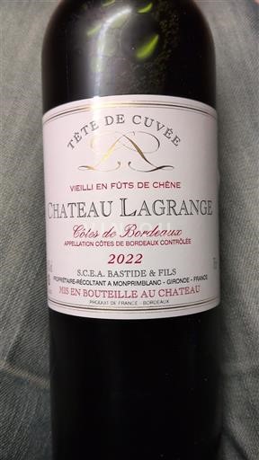 Bordeaux Côtes de Bordeaux Château Lagrange Tête de 2022