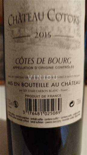 Bordeaux Côtes-de-bourg Château Cotors 2015