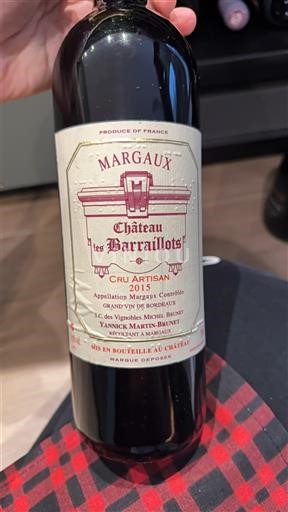 Bordeaux Margaux Château Les Barraillots 2015