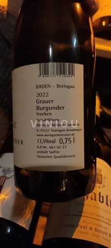 Baden Weingut Moßner-Burtsche Grauburgunder Muschelkalk 2022