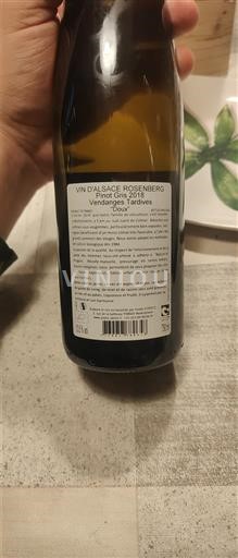 Alsace Pinot xám Vendanges Tardives André Stentz Rosenberg 2018