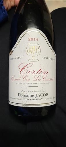 Burgundy Corton Grand Cru Domaine Jacob Grand Cru Les Carrières 2014